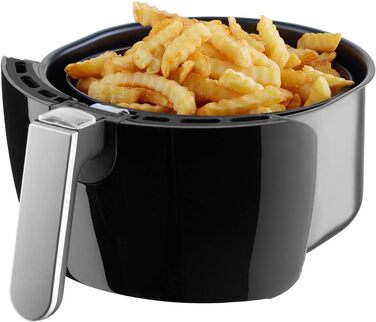 tectake® Аерофритюрниця (Airfryer) 3,6 л, сенсорний дисплей, 7 програм, без масла і жиру, підходить для посудомийної машини, з аксесуарами та кулінарною книгою, чорна