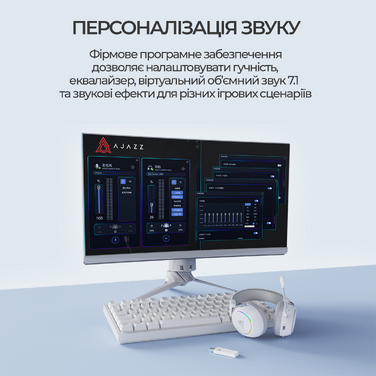 Бездротова ігрова гарнітура Ajazz AHM10 Max White (AHM10-MAX-W)