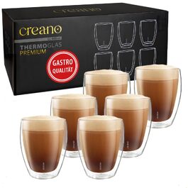 Набір склянок з подвійними стінками Creano PREMIUM 400 мл, 6 шт — термосклянки з GastroSeal для посудомийних машин, гастрономічна якість