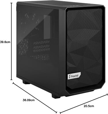 Корпус Fractal Design Meshify 2 Nano Black TG Dark Tint, скляна панель, чорний, компактний формат, для ігрового ПК