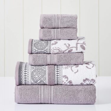Комплект рушників Modern Threads Ophelia Orchid, 6 шт. — 2 банних, 2 для рук, 2 для обличчя, жакардові, бавовна, фіолетовий колір