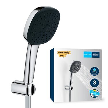 Душовий набір GROHE Vitalio 110: ручна лійка з 3 режимами струменя, шланг 1.5м та кріплення на стіну (економний витрат води 8л/хв), хром, 26176001