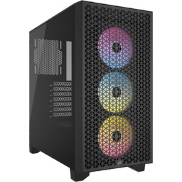 Корпус для ПК CORSAIR 3000D RGB Airflow, середній, чорний, 3 вентилятори AR120 RGB, підтримка трьохслотової відеокарти, до 8 вентиляторів 120 мм, високий повітряний потік