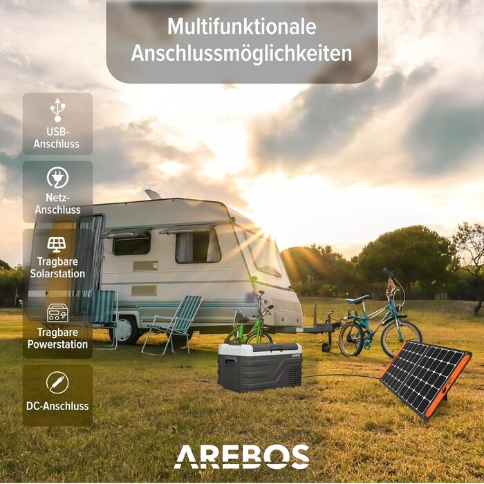 Автомобільний компресор-холодильник Arebos 26л з Wi-Fi та USB: -20°C, 12/24V/230V для авто, кемпінгу