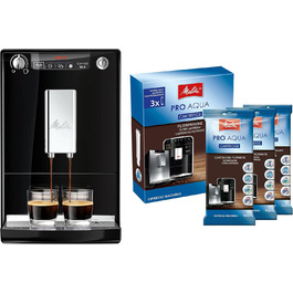 Кавоварка автоматична Melitta Caffeo Solo E950-101, 15 бар, з функцією попереднього заварювання, чорна + 3 фільтри Pro Aqua для захисту від накипу