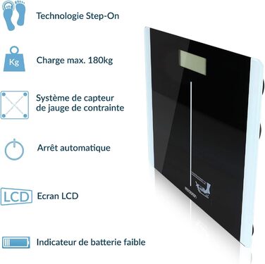 Цифрові ваги для зважування Monzana з DMS-сенсорами, LCD-дисплеєм, Step-On технологією, чорні