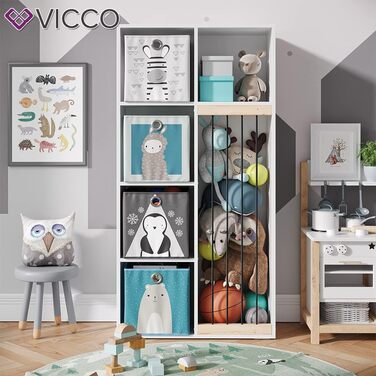 Дитяча полиця Vicco Marvin, біла, 72x143 см, з 4 складаними коробами, Опція 2