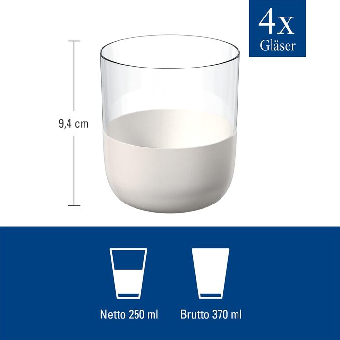 Набір склянок для віскі Villeroy & Boch Manufacture Rock Blanc (4 шт.), кришталеве скло, ручна робота, білий колір