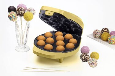 У ретро-дизайні, включаючи Cake-Pop-Butler, виделка та 12 паличок, 700 Вт, Cake-pop Maker Yellow