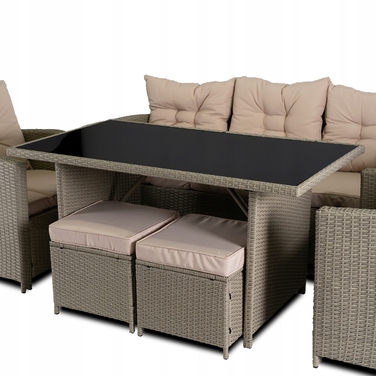 Комплект садових меблів із техноротанга MEBEL ELITE, бежевий, 6 предметів