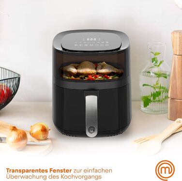 Аерофритюрниця MasterChef 4.5л-5.5л Airfryer 1400W з цифровим сенсорним керуванням, 7 програм, функція розігріву та підігріву, 80-200°C, для 2-4 осіб