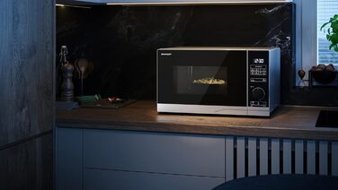 Мікрохвильова піч SHARP PS234AES 900 Вт, 10 режимів, розморожування, срібляста, 483x281x377 мм