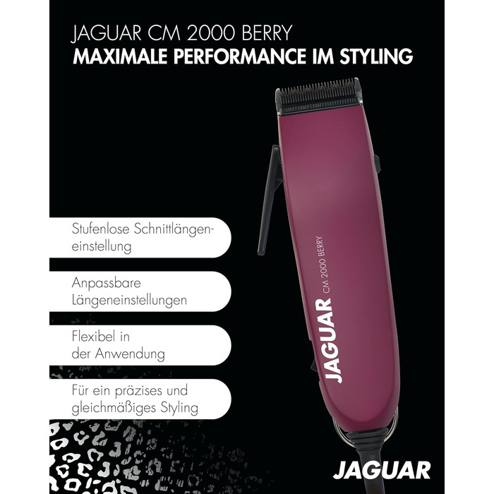 Професійна машинка для стрижки волосся JAGUAR CM 2000 Berry з насадками, для мережі