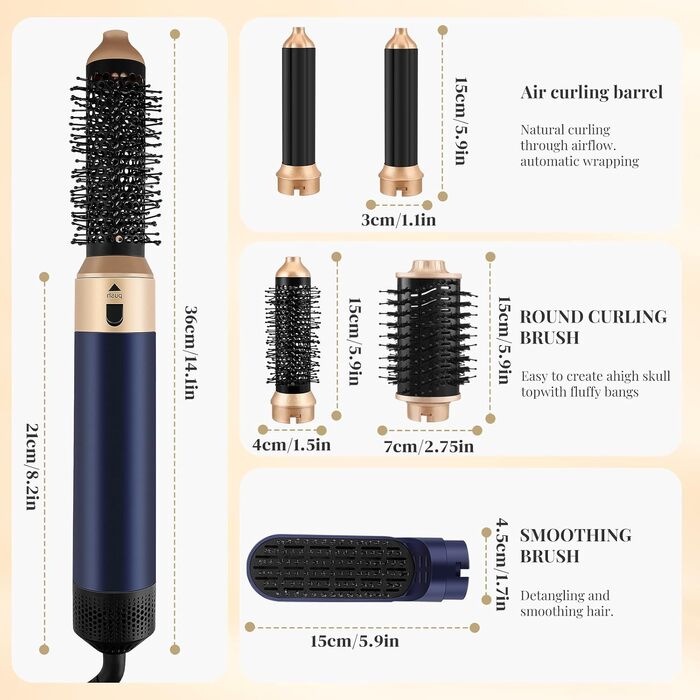 Airstyler 5-в-1: Набір для укладки волосся з гарячою щіткою, автоматичним завивачем та випрямлячем