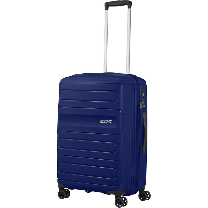 Валіза American Tourister Sunside Spinner M, розширювана, 67.5 см, 72.5/83.5 л, темно-синя, поліпропілен