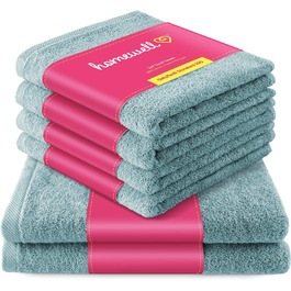 Набір рушників Homewell – м’які та поглинаючі, 100% бавовна, сертифікат Oeko-Tex 100, 2 банних + 4 для рук, бірюзові