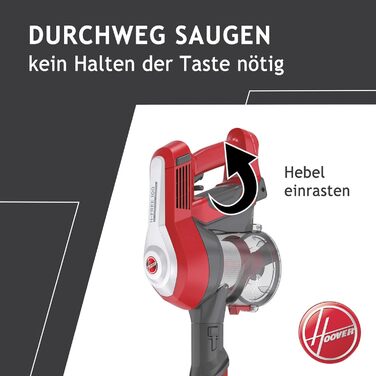 Пилосос акумуляторний Hoover H-FREE 100 HOME без мішка, до 40 хв роботи, бездротовий, з LED-підсвіткою, XL контейнером для пилу, паркувальною функцією, щілинною насадкою та щіткою, червоний/титановий