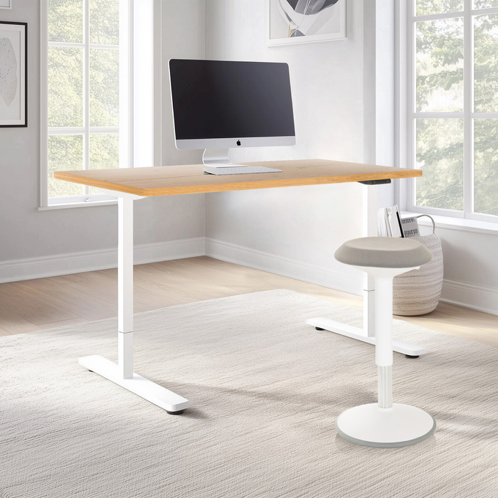 Письмовий стіл STAND BASIC 120 x 60 з електричним регулюванням висоти білий/дубовий hjh OFFICE