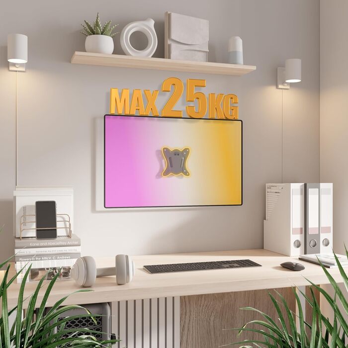 Настінний кронштейн для монітора та ТВ RICOO N0611/N0911, для екранів 13-34 дюймів, VESA 75x75/100x100 мм, нахил, до 25 кг, Slim дизайн