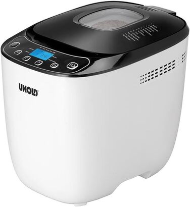Хлібопічка Unold 68010 Backmeister Design, до 1 кг, 550 Вт, BPA-free, 12 програм, LCD, чорна-біла, термостійкий корпус