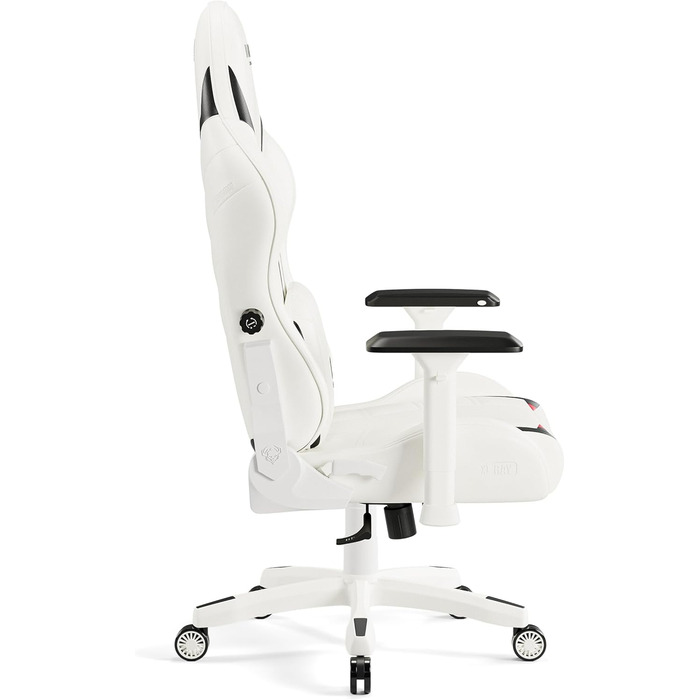 Ігрове крісло Diablo X-Ray King XL, біло-чорне, екошкіра, ергономічне, 4D підлокітники, офісне, з перфорацією та гойданням