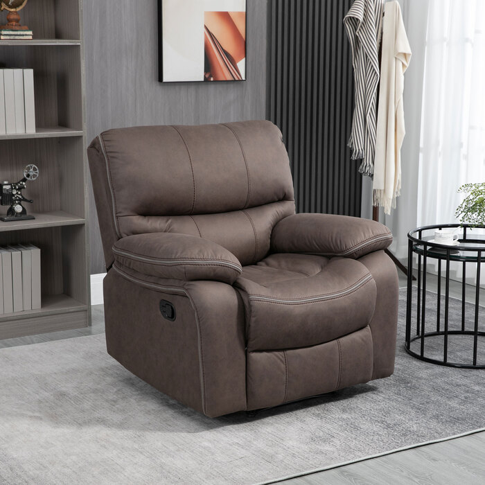 HOMCOM Recliner, телевізор з функцією відкидання, реклайнер для телевізора з підставкою для ніг М'яке крісло, крісло зі шкіри з чохлом з мікрофібри, з навантаженням до 150 кг для вітальні, коричневий