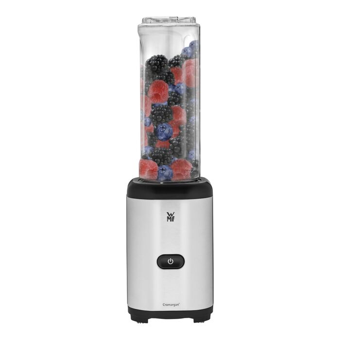 Електричний блендер WMF Kult X Mix & Go Mini - шейкер для смузі, 300 Вт, Tritan, 600 мл, срільно-чорний