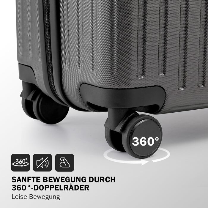 Валізи COOLIFE з ABS-пластику, жорсткий дорожній чемодан з TSA-замком, телескопічною ручкою та 4 подвійними колесами, набір валіз, сірий колір