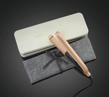 Професійний випрямляч для волосся Diva Pro Styling Precious Metals Touch, автоматичне вимкнення, швидкий нагрів, кабель 3 м, золотий
