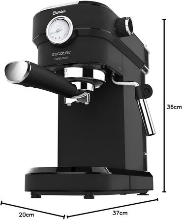 Кавомашина Cecotec Cafelizzia 790 Steel Pro: Еспресо та капучино, 1350W, 20 бар, манометр, термоблок, 1.2л, нержавіюча сталь