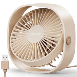 Вентилятор USB EasyAcc міні портативний для столу з регулюванням швидкості та поворотом на 360° (шампань)