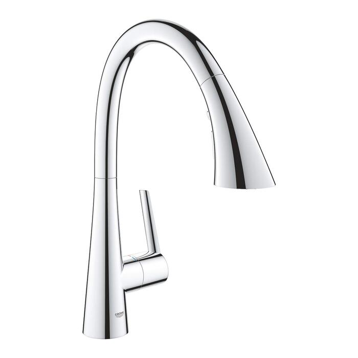 Змішувач кухонний GROHE Zedra з висувним душем, 3 режими, 360° поворотний, економія води, хром (32294002)