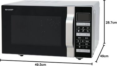 Мікрохвильова піч Sharp R-860S 3-в-1 з грилем і конвекцією, 25 л, 900 Вт, нержавіюча сталь, програмне управління, розморожування за вагою та часом