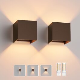Набір з 2 зовнішніх настінних світильників Klighten з LED лампами G9 (3000K, теплий білий), регульований кут освітлення, алюмінієва LED-бра для дому та саду, бронза