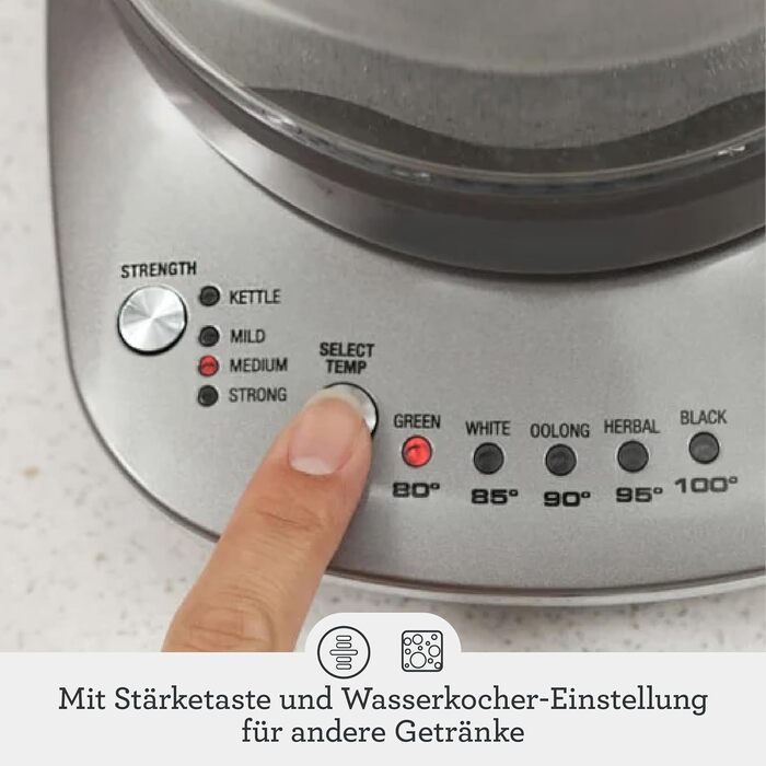 Чайник Sage The Tea Maker Compact, 1 л, скло, копчений гікорі