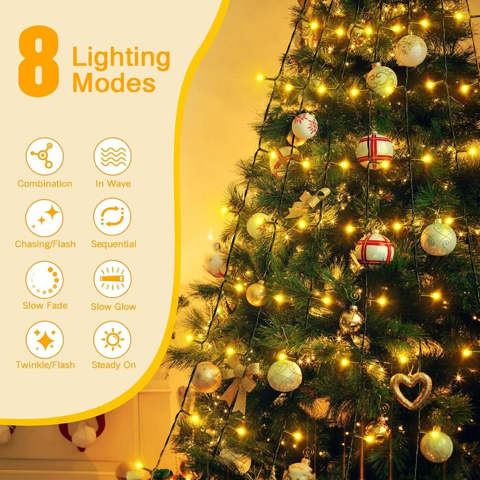 Світлодіодна гірлянда на ялинку з кільцем 400 LED, 16 ниток по 2м для ялинки 150-240 см, новорічне освітлення для дому та свят