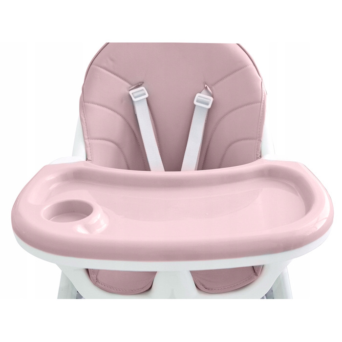 Стілець для годування 2в1 з 5-точковими ременями ECOTOYS, рожевий