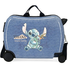 Дитяча валіза Disney Stitch Dance it out, жорсткий ABS, 50x38x20 см, 34 л, синя, на 2 колесах, з кодовим замком