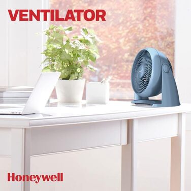 Вентилятор Honeywell TurboForce HT900NE4, синій, настільний і настінний, 3 швидкості, тиха робота, регульований нахил до 90°