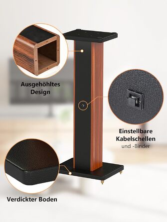 Стійки під колонки Holz Braun Schwarz, 70 см – Преміум стійкі для дому та студії з прихованою проводкою