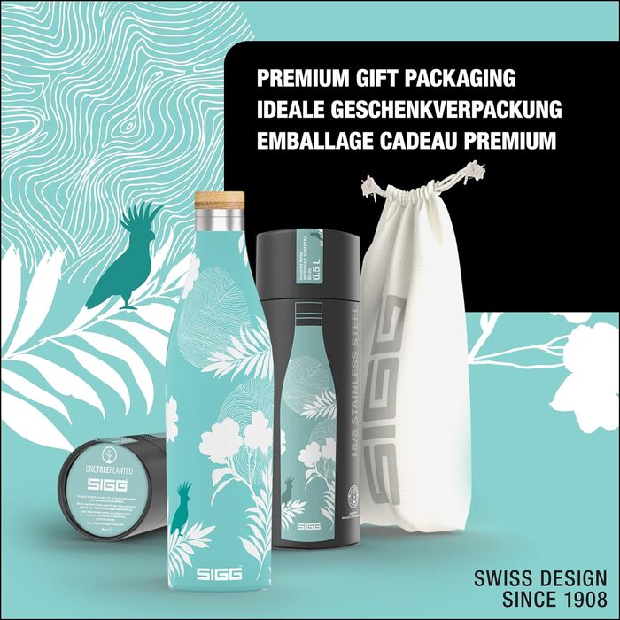 Термос-бутилка SIGG Meridian Sumatra Birds 0.5 л, нержавійка, бамбукова кришка, герметична, BPA-free