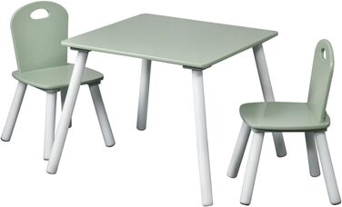 Дитячий стіл з 2 стільцями Kesper, МДФ, 55x55x45 см, білий/зелений