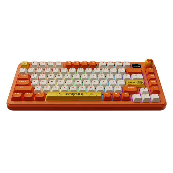 Бездротова механічна клавіатура Ajazz  AK820 MAX  Avocado Switch Orange-White Theme-RGB--With Screen