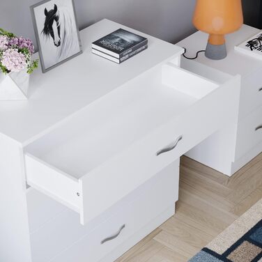 Vida Designs біла комод з 4 шухлядами та металевими ручками для спальні