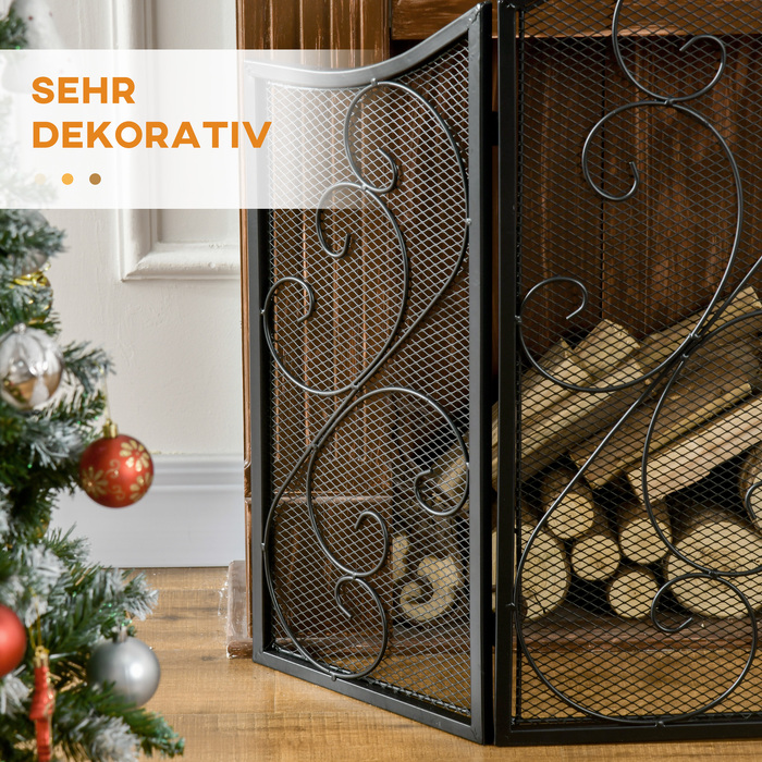 Захисна сітка-екран для каміна, вінтажний дизайн, 66 x 31 x 81 см, чорний