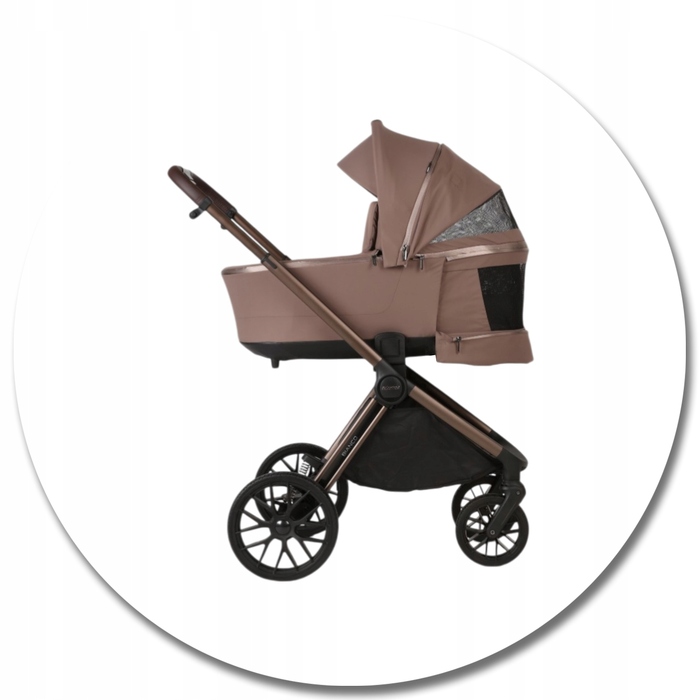 Дитячий візок 4в1 ADAMEX BUZ PRO i-size з поворотним шасі, колір Bianco Chocolate Brown