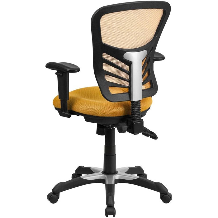Ергономічне офісне крісло Flash Furniture, жовтогаряче, з регульованими підлокітниками, мультифункціональний комп'ютерний стілець, 68.6x64.8x112.4 см