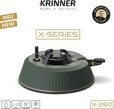 Підставка для ялинки KRINNER X-260 з педаллю та баком 3,5 л, для дерева до 2,6 м, Німеччина