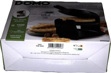 Вафельниця DOMO DO9223W з антипригарним покриттям, контрольна лампа, чорна