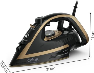 Праска Calor Puregliss з парою 3000 Вт, 50 г/хв, паровий удар 280 г/хв, захист від плям, авто-вимкнення, Франція, FV8064C0
